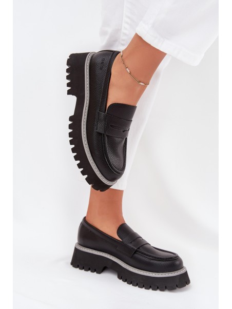 Women's Platform And Flat Heeled Moccasins Big Star NN274049 Black