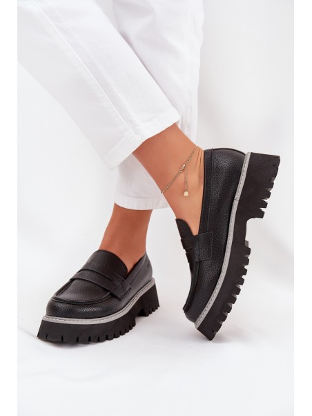 Women's Platform And Flat Heeled Moccasins Big Star NN274049 Black
