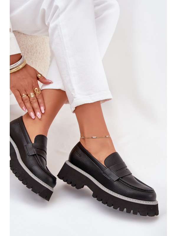 Women's Platform And Flat Heeled Moccasins Big Star NN274049 Black