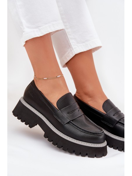 Women's Platform And Flat Heeled Moccasins Big Star NN274049 Black