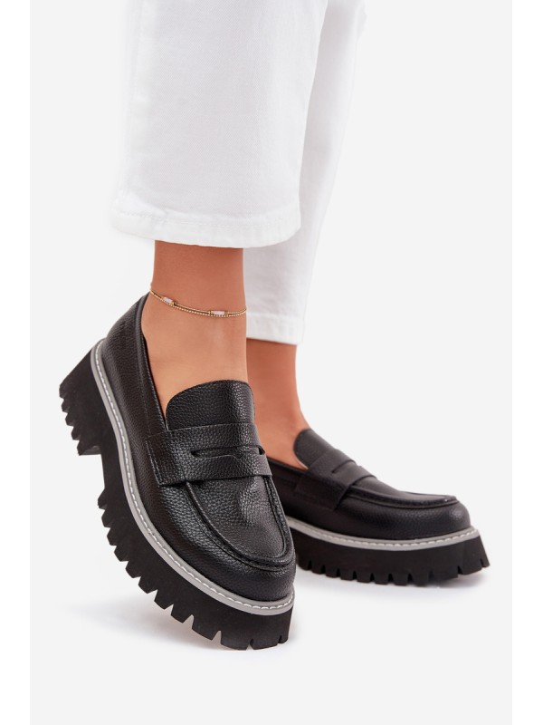 Women's Platform And Flat Heeled Moccasins Big Star NN274049 Black