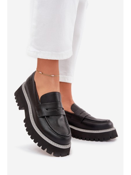 Women's Platform And Flat Heeled Moccasins Big Star NN274049 Black