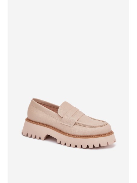 Ladies Moccasins On Platform And Flat Heel Big Star NN274050 Beige