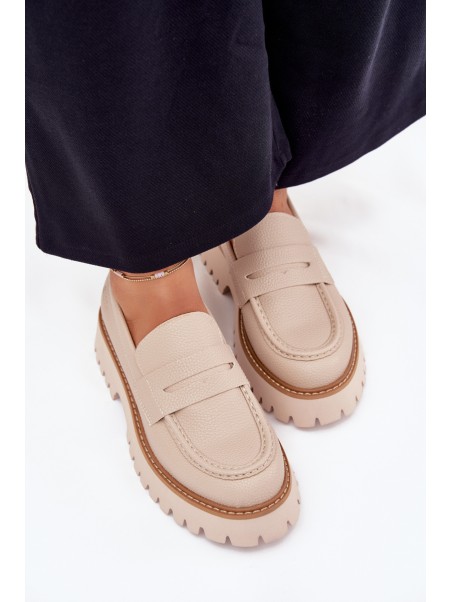 Ladies Moccasins On Platform And Flat Heel Big Star NN274050 Beige