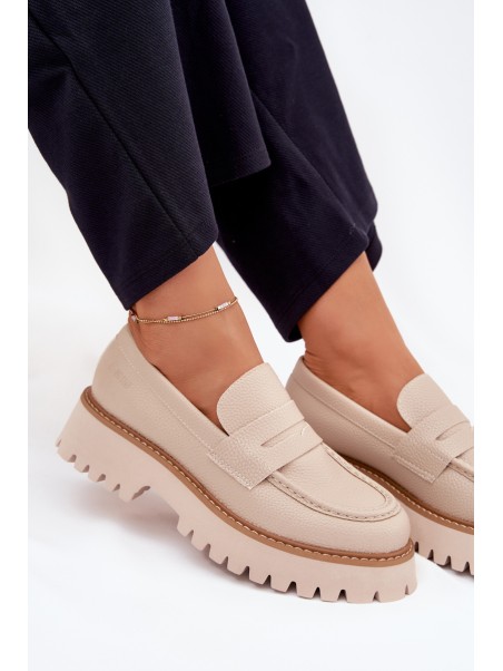 Ladies Moccasins On Platform And Flat Heel Big Star NN274050 Beige