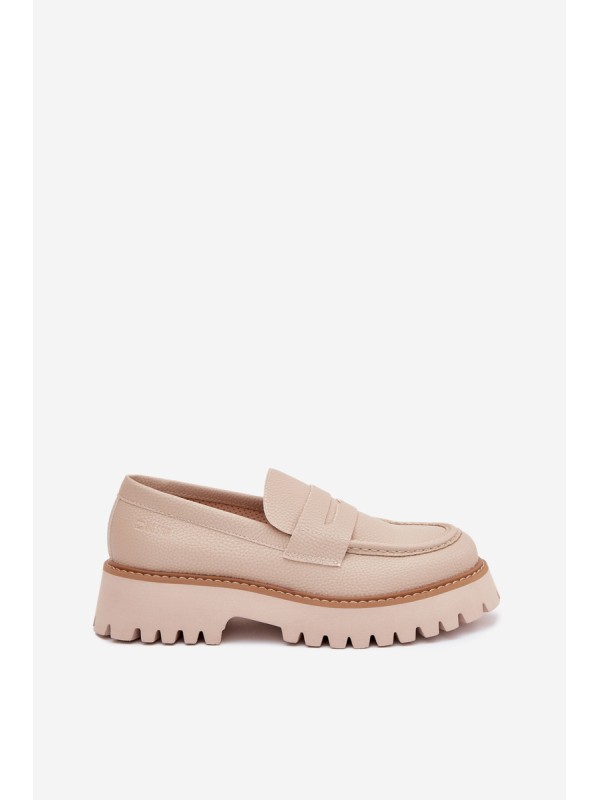 Ladies Moccasins On Platform And Flat Heel Big Star NN274050 Beige
