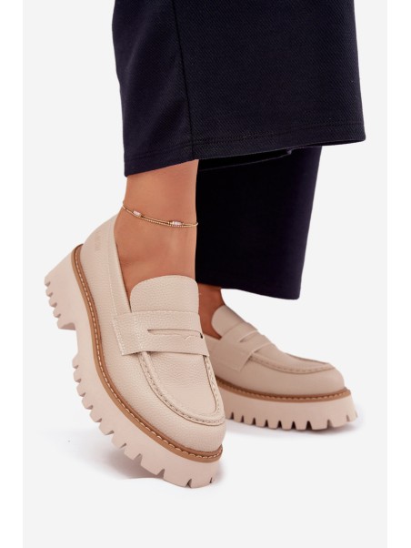 Ladies Moccasins On Platform And Flat Heel Big Star NN274050 Beige