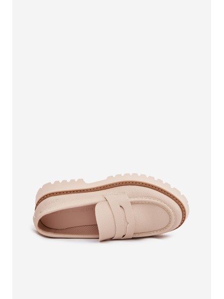 Ladies Moccasins On Platform And Flat Heel Big Star NN274050 Beige