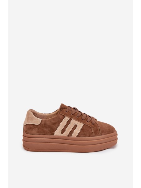 Women Sneakers On Platform Made Of Natural Suede Camel Eldira