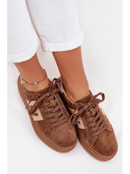 Women Sneakers On Platform Made Of Natural Suede Camel Eldira