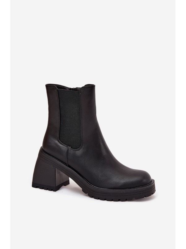 Womens Ankle Boots On Heel Black Thalira