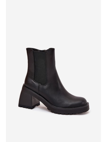 Womens Ankle Boots On Heel Black Thalira