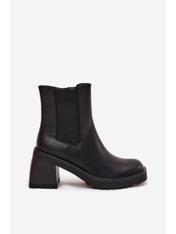 Womens Ankle Boots On Heel Black Thalira