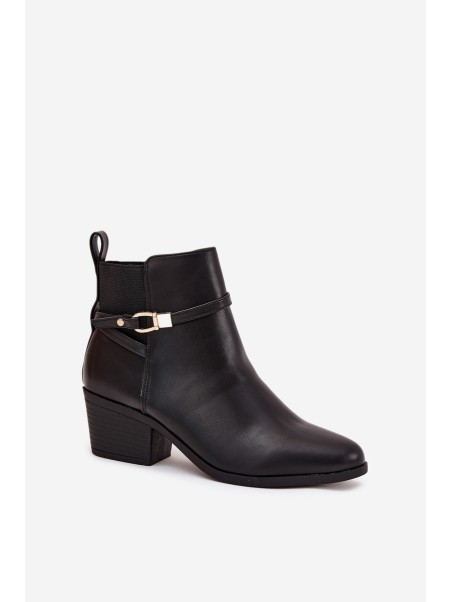 Women's Ankle Boots With Zip With Strap And Gold Detail Black Zelinae