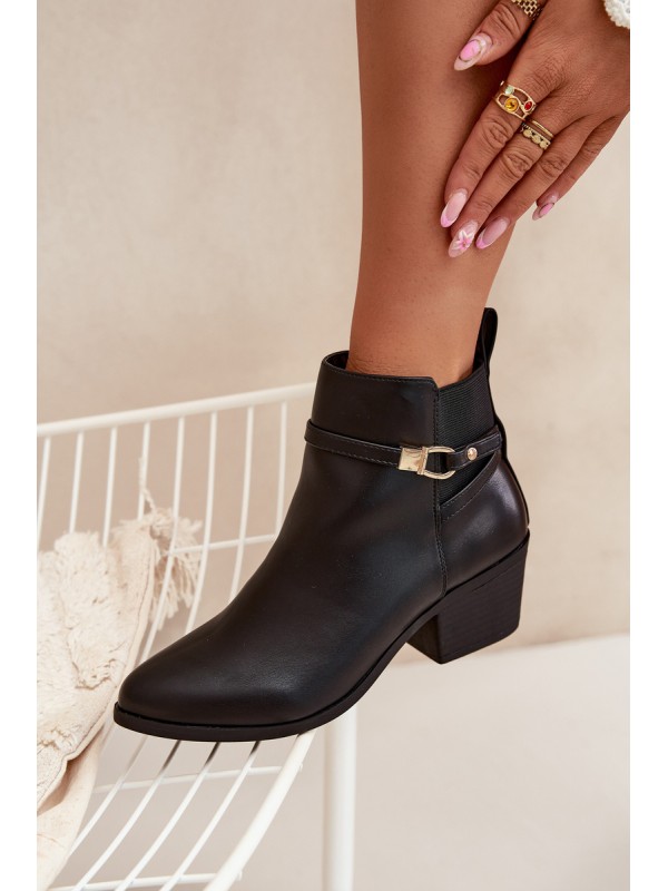 Women's Ankle Boots With Zip With Strap And Gold Detail Black Zelinae