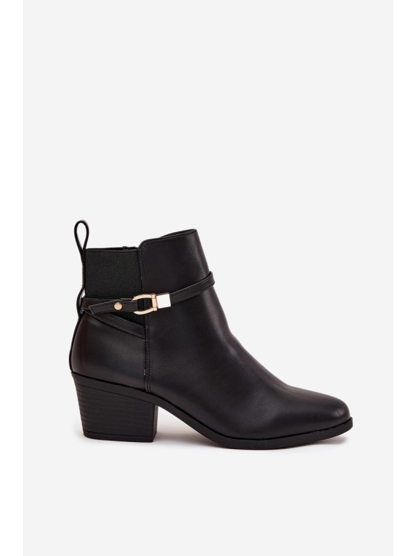 Women's Ankle Boots With Zip With Strap And Gold Detail Black Zelinae