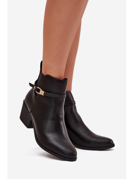 Women's Ankle Boots With Zip With Strap And Gold Detail Black Zelinae