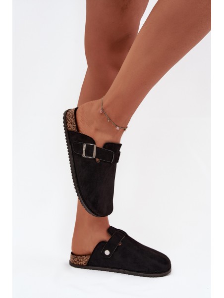 Women's Clogs On Cork Platform Silver Buckle Big Star SS274736 Black