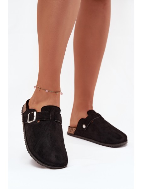 Women's Clogs On Cork Platform Silver Buckle Big Star SS274736 Black