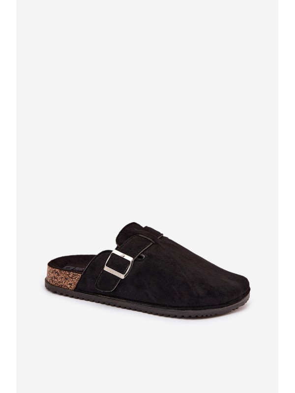 Women's Clogs On Cork Platform Silver Buckle Big Star SS274736 Black