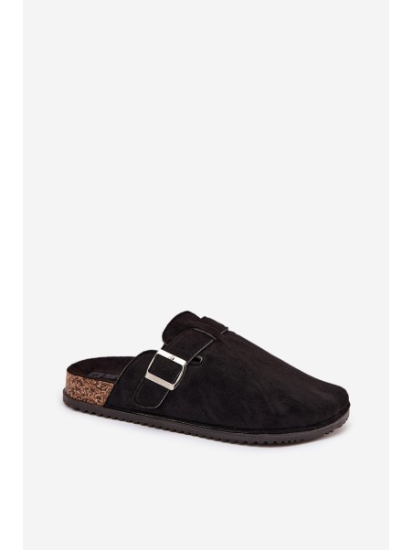 Women's Clogs On Cork Platform Silver Buckle Big Star SS274736 Black