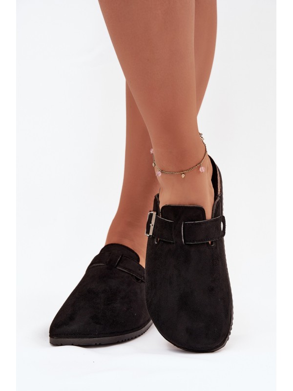 Women's Clogs On Cork Platform Silver Buckle Big Star SS274736 Black