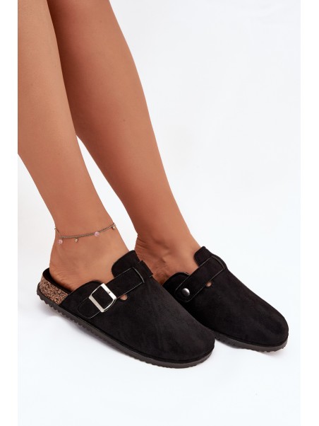 Women's Clogs On Cork Platform Silver Buckle Big Star SS274736 Black