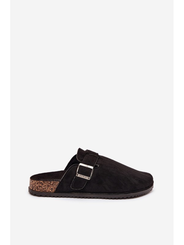 Women's Clogs On Cork Platform Silver Buckle Big Star SS274736 Black