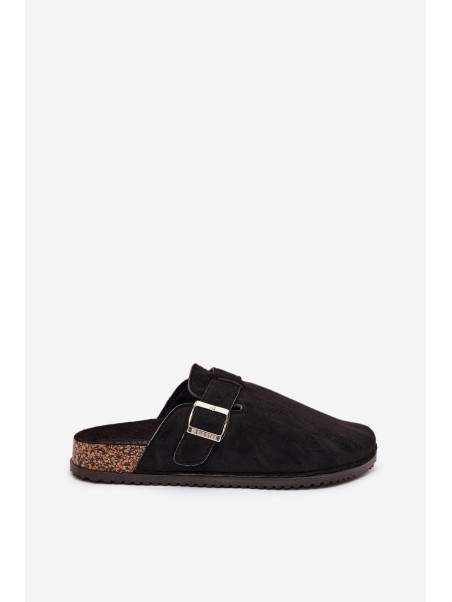 Women's Clogs On Cork Platform Silver Buckle Big Star SS274736 Black