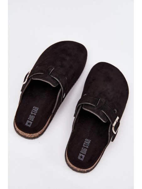 Women's Clogs On Cork Platform Silver Buckle Big Star SS274736 Black