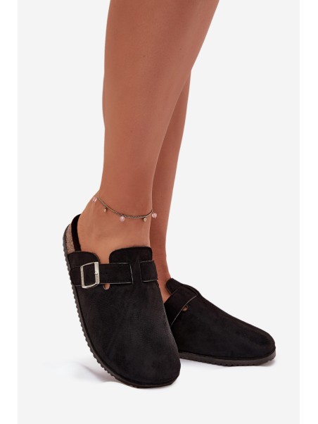 Women's Clogs On Cork Platform Silver Buckle Big Star SS274736 Black