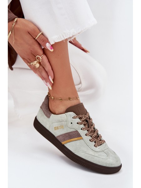 Women's Low Suede Sneakers Big Star SS274678 HI-POLY SYSTEM Mint