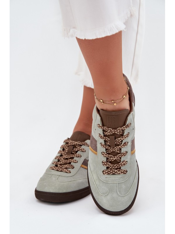 Women's Low Suede Sneakers Big Star SS274678 HI-POLY SYSTEM Mint