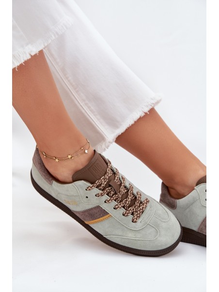 Women's Low Suede Sneakers Big Star SS274678 HI-POLY SYSTEM Mint