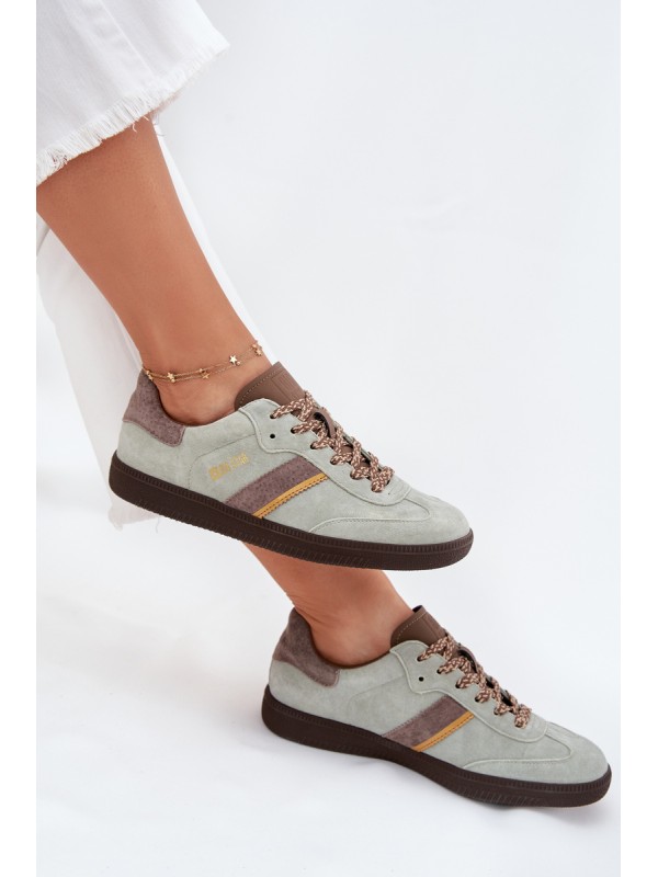 Women's Low Suede Sneakers Big Star SS274678 HI-POLY SYSTEM Mint