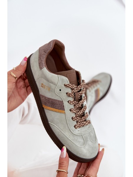 Women's Low Suede Sneakers Big Star SS274678 HI-POLY SYSTEM Mint