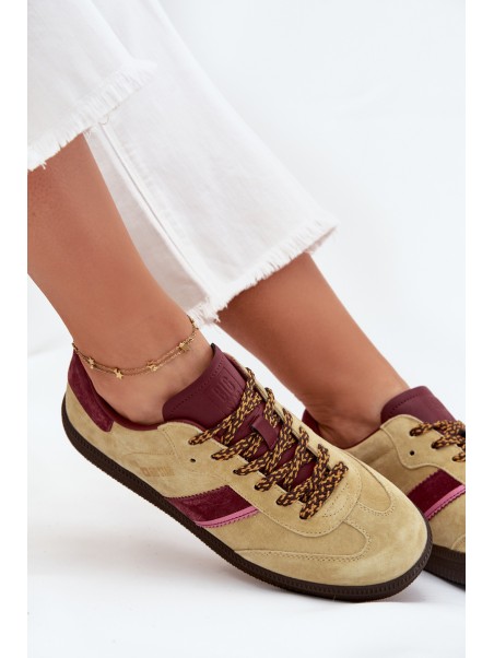 Women Suede Low Sneakers Big Star SS274680 HI-POLY SYSTEM Lime
