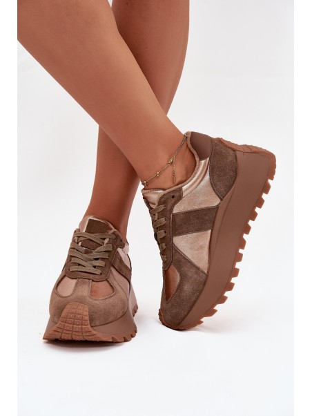 Women's Insulated Platform Sneakers Big Star OO274A218 HI-POLY SYSTEM Brown