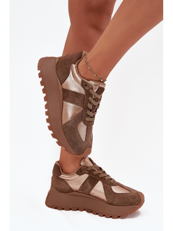 Women's Insulated Platform Sneakers Big Star OO274A218 HI-POLY SYSTEM Brown