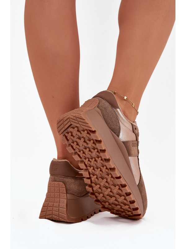 Women's Insulated Platform Sneakers Big Star OO274A218 HI-POLY SYSTEM Brown