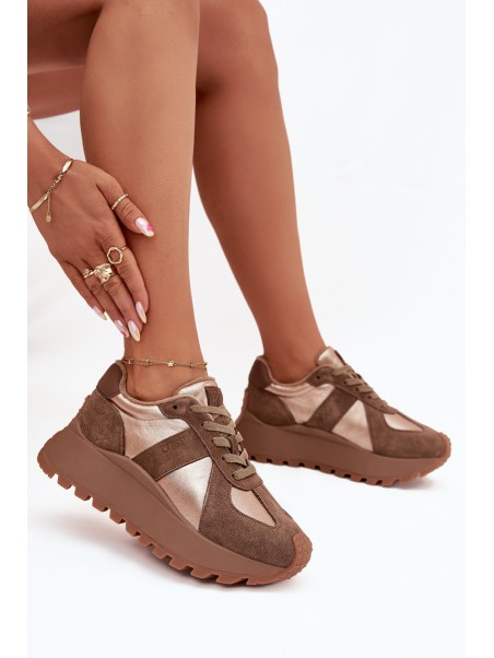 Women's Insulated Platform Sneakers Big Star OO274A218 HI-POLY SYSTEM Brown