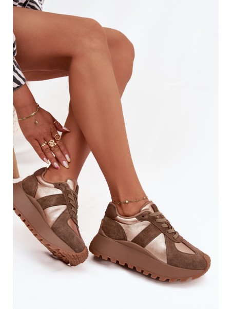 Women's Insulated Platform Sneakers Big Star OO274A218 HI-POLY SYSTEM Brown