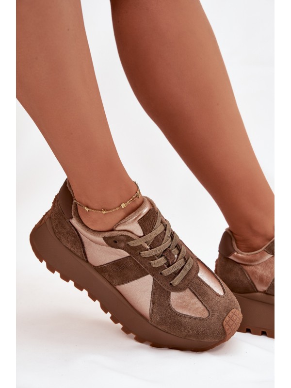 Women's Insulated Platform Sneakers Big Star OO274A218 HI-POLY SYSTEM Brown