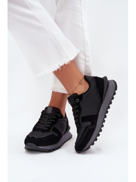 Leather Women's Sneakers Big Star OO274529 HI-POLY SYSTEM Black