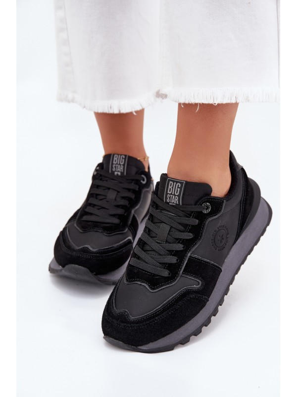 Leather Women's Sneakers Big Star OO274529 HI-POLY SYSTEM Black
