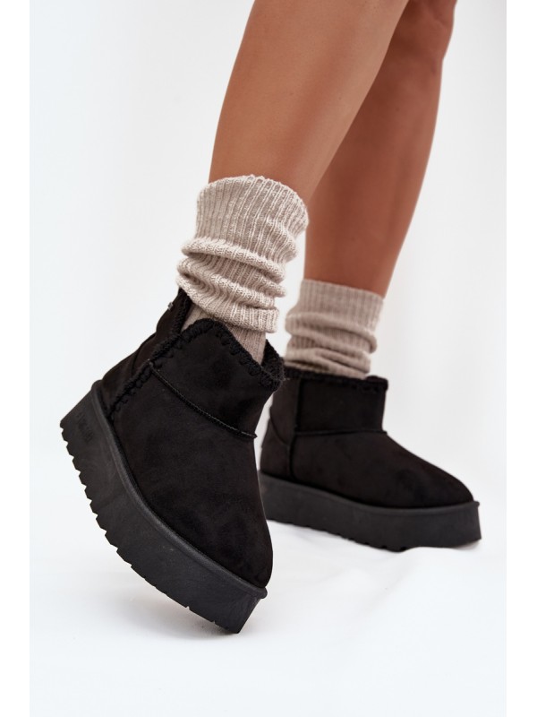Women's Snow Boots On Platform With Stitching Big Star SS274128 Black