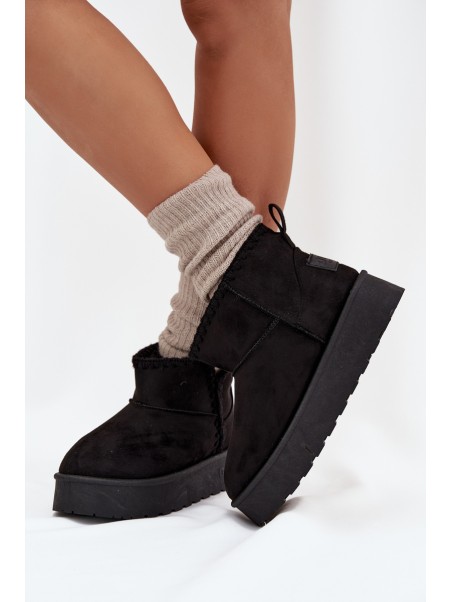 Women's Snow Boots On Platform With Stitching Big Star SS274128 Black