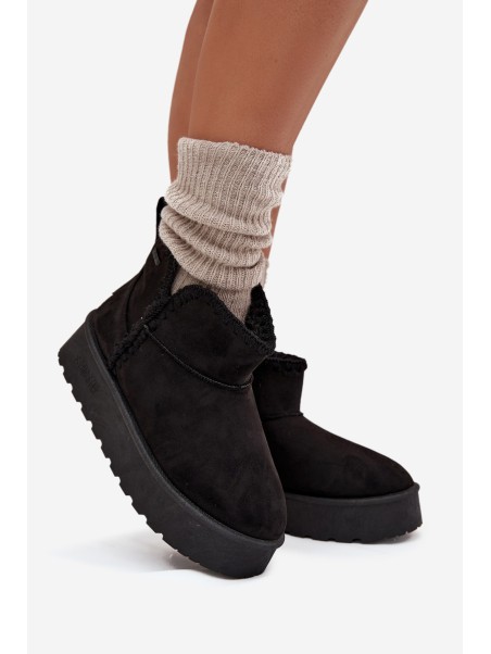 Women's Snow Boots On Platform With Stitching Big Star SS274128 Black