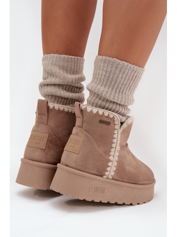 Women's Snow Boots On Platform With Stitching Big Star SS274129 Beige