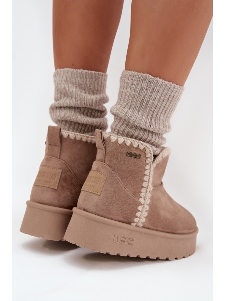 Women's Snow Boots On Platform With Stitching Big Star SS274129 Beige